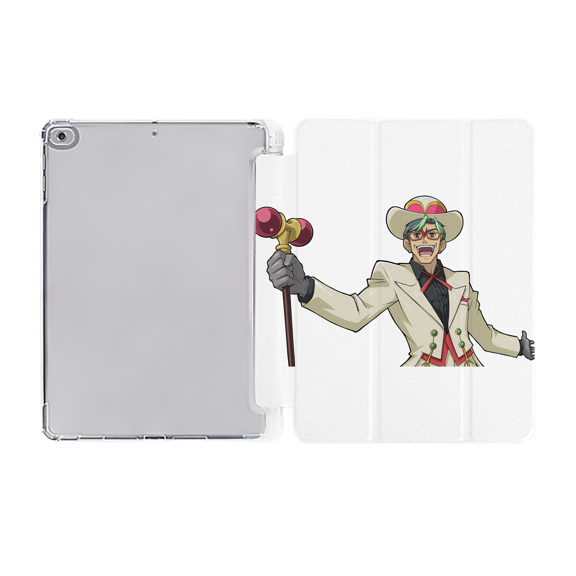 （画像用） 遊☆戯☆王 Yu-Gi-Oh! IPad ケース ペン収納付き 三つ折りスタンド PUレザー×シリコン 対応機種9.5/10.5/10.9インチ
